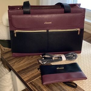 Briefcase in Black and Burgundy